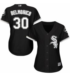 Women's Majestic Chicago White Sox #30 Nicky Delmonico Replica Black Alternate Home Cool Base MLB Jersey