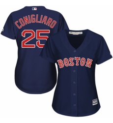 Women's Majestic Boston Red Sox #25 Tony Conigliaro Authentic Navy Blue Alternate Road MLB Jersey