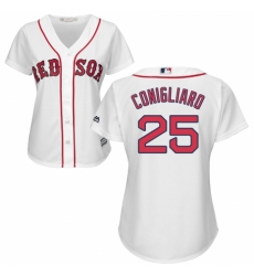 Women's Majestic Boston Red Sox #25 Tony Conigliaro Replica White Home MLB Jersey