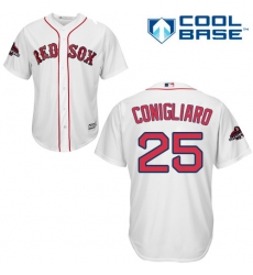 Youth Majestic Boston Red Sox #25 Tony Conigliaro Authentic White Home Cool Base 2018 World Series Champions MLB Jersey