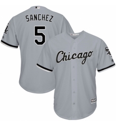 Youth Majestic Chicago White Sox #5 Yolmer Sanchez Replica Grey Road Cool Base MLB Jersey