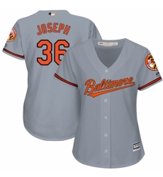 Women's Majestic Baltimore Orioles #36 Caleb Joseph Authentic Grey Road Cool Base MLB Jersey