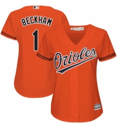 Women's Majestic Baltimore Orioles #1 Tim Beckham Replica Orange Alternate Cool Base MLB Jersey
