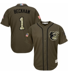 Youth Majestic Baltimore Orioles #1 Tim Beckham Authentic Green Salute to Service MLB Jersey