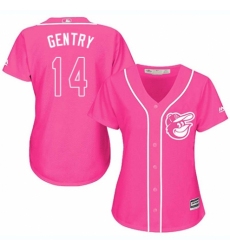 Women's Majestic Baltimore Orioles #14 Craig Gentry Replica Pink Fashion Cool Base MLB Jersey