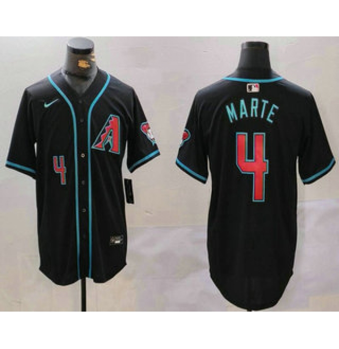 Men's Arizona Diamondbacks #4 Ketel Marte Number Black Cool Base Limited Stitched Jersey