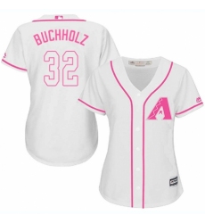 Women's Majestic Arizona Diamondbacks #32 Clay Buchholz Authentic White Fashion MLB Jersey
