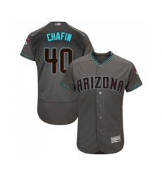 Men's Arizona Diamondbacks #40 Andrew Chafin Gray Teal Alternate Authentic Collection Flex Base Baseball Jersey