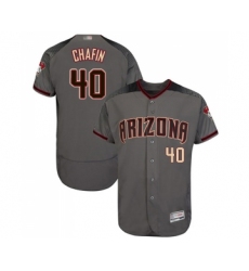 Men's Arizona Diamondbacks #40 Andrew Chafin Grey Road Authentic Collection Flex Base Baseball Jersey