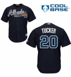 Youth Majestic Atlanta Braves #20 Preston Tucker Replica Blue Alternate Road Cool Base MLB Jersey
