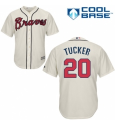 Youth Majestic Atlanta Braves #20 Preston Tucker Replica Cream Alternate 2 Cool Base MLB Jersey