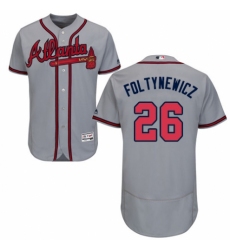 Men's Majestic Atlanta Braves #26 Mike Foltynewicz Grey Road Flex Base Authentic Collection MLB Jersey