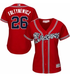 Women's Majestic Atlanta Braves #26 Mike Foltynewicz Replica Red Alternate Cool Base MLB Jersey