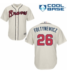 Youth Majestic Atlanta Braves #26 Mike Foltynewicz Replica Cream Alternate 2 Cool Base MLB Jersey
