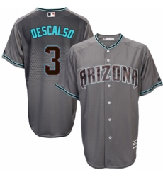 Men's Majestic Arizona Diamondbacks #3 Daniel Descalso Replica Gray/Turquoise Cool Base MLB Jersey