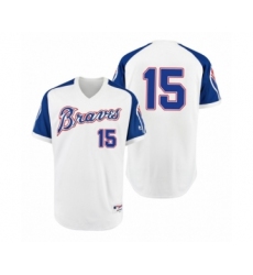 Men's Braves #15 Sean Newcomb White 1974 Turn Back the Clock Authentic Jersey