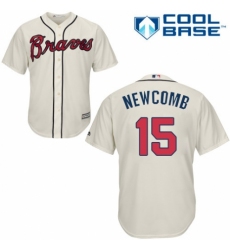 Men's Majestic Atlanta Braves #15 Sean Newcomb Replica Cream Alternate 2 Cool Base MLB Jersey
