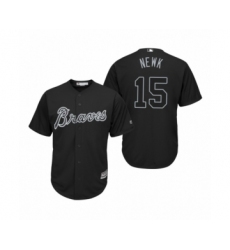 Women Atlanta Braves #15 Sean Newcomb Newk Black 2019 Players Weekend Replica Jersey