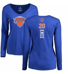 NBA Women's Nike New York Knicks #20 Kevin Knox Royal Blue Backer Long Sleeve T-Shirt
