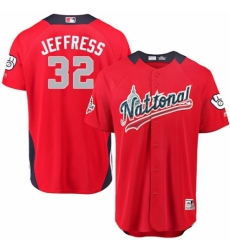 Men's Majestic Milwaukee Brewers #32 Jeremy Jeffress Game Red National League 2018 MLB All-Star MLB Jersey