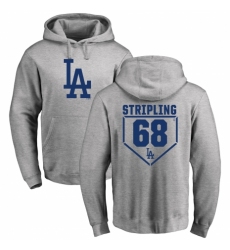 MLB Nike Los Angeles Dodgers #68 Ross Stripling Gray RBI Pullover Hoodie