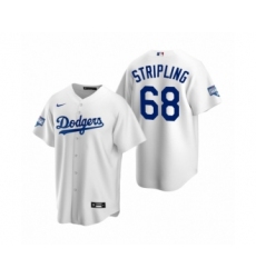 Men's Los Angeles Dodgers #68 Ross Stripling White 2020 World Series Champions Replica Jersey