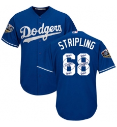 Men's Majestic Los Angeles Dodgers #68 Ross Stripling Royal Blue Alternate Flex Base Authentic Collection 2018 World Series MLB Jersey