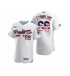 Men's Ross Stripling #68 Los Angeles Dodgers White 2020 Stars & Stripes 4th of July Jersey