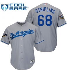 Youth Majestic Los Angeles Dodgers #68 Ross Stripling Authentic Grey Road Cool Base 2018 World Series MLB Jersey