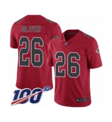 Men's Atlanta Falcons #26 Isaiah Oliver Limited Red Rush Vapor Untouchable 100th Season Football Jersey