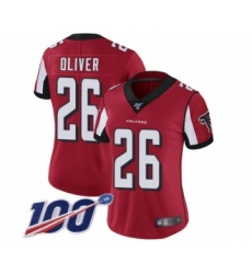 Women's Atlanta Falcons #26 Isaiah Oliver Red Team Color Vapor Untouchable Limited Player 100th Season Football Jersey