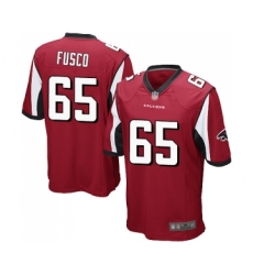 Men's Atlanta Falcons #65 Brandon Fusco Game Red Team Color Football Jersey