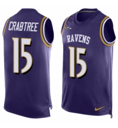 Men's Nike Baltimore Ravens #15 Michael Crabtree Elite Purple Player Name & Number Tank Top NFL Jersey
