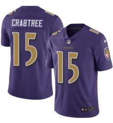 Men's Nike Baltimore Ravens #15 Michael Crabtree Elite Purple Rush Vapor Untouchable NFL Jersey