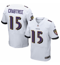 Men's Nike Baltimore Ravens #15 Michael Crabtree Elite White NFL Jersey