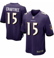 Men's Nike Baltimore Ravens #15 Michael Crabtree Game Purple Team Color NFL Jersey