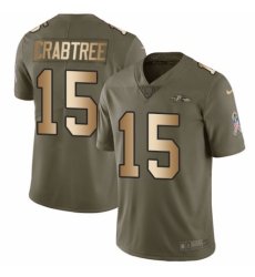 Men's Nike Baltimore Ravens #15 Michael Crabtree Limited Olive/Gold Salute to Service NFL Jersey