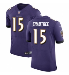 Men's Nike Baltimore Ravens #15 Michael Crabtree Purple Team Color Vapor Untouchable Elite Player NFL Jersey