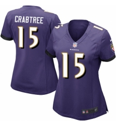 Women's Nike Baltimore Ravens #15 Michael Crabtree Game Purple Team Color NFL Jersey