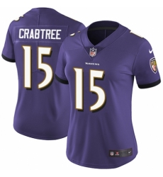 Women's Nike Baltimore Ravens #15 Michael Crabtree Purple Team Color Vapor Untouchable Limited Player NFL Jersey