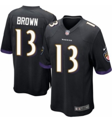 Men's Nike Baltimore Ravens #13 John Brown Game Black Alternate NFL Jersey