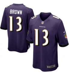 Men's Nike Baltimore Ravens #13 John Brown Game Purple Team Color NFL Jersey