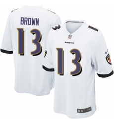 Men's Nike Baltimore Ravens #13 John Brown Game White NFL Jersey