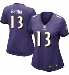 Women's Nike Baltimore Ravens #13 John Brown Game Purple Team Color NFL Jersey