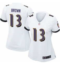 Women's Nike Baltimore Ravens #13 John Brown Game White NFL Jersey
