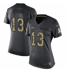 Women's Nike Baltimore Ravens #13 John Brown Limited Black 2016 Salute to Service NFL Jersey
