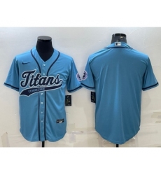 Men's Tennessee Titans Blank Blue With Patch Cool Base Stitched Baseball Jersey
