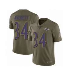 Men's Baltimore Ravens #34 Anthony Averett Limited Olive 2017 Salute to Service Football Jersey