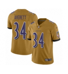 Women's Baltimore Ravens #34 Anthony Averett Limited Gold Inverted Legend Football Jersey