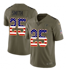 Men's Nike Atlanta Falcons #25 Ito Smith Limited Olive USA Flag 2017 Salute to Service NFL Jersey